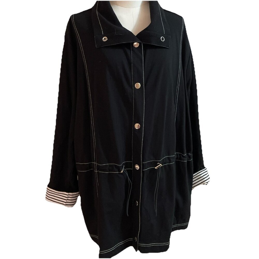 SPORT SAVVY French Terry Jacket Women's Size 3X Black French Terry Athleisure